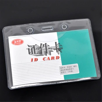 

Creative Badge Holder & Accessories Plastic Waterproof Horizontal ID Card Badge Holders Clear 10cm x7cm 10 Pieces office supply