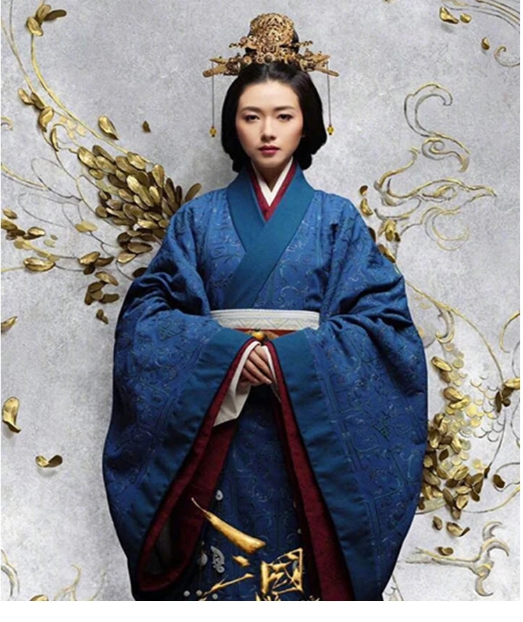 Тайна трех царств императрица Ван Цянь женский ханьфу хвостый синий костюм 2018 Новый tv Play