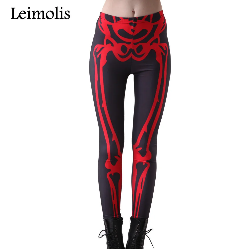 

Leimolis 3D printed fitness push up workout leggings women gothic 5 X ray Skeleton plus size adventure time punk rock pants