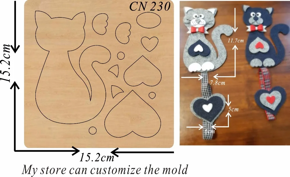 

Cat keychain cutting die new wooden mould cutting dies for scrapbooking Thickness-15.8mm