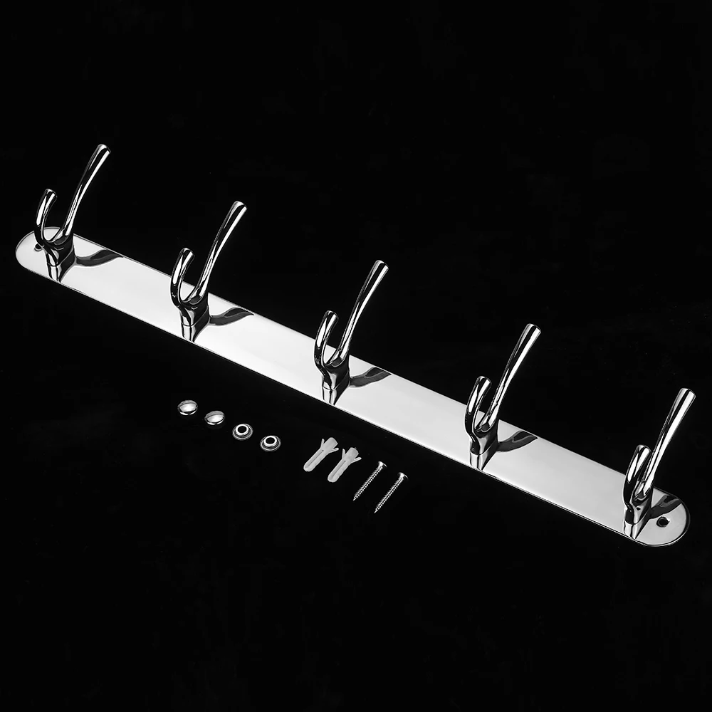 Wall Mounted Storage Hook Rack Stainless Steel Hook Rail Wall Mount