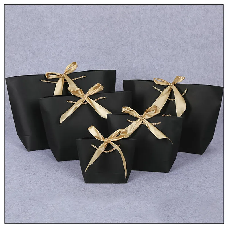 

gift bag Gold Present Box For s Clothes Books Packaging Gold Handle Paper Box Bags Kraft Paper Gift Bag With Handles