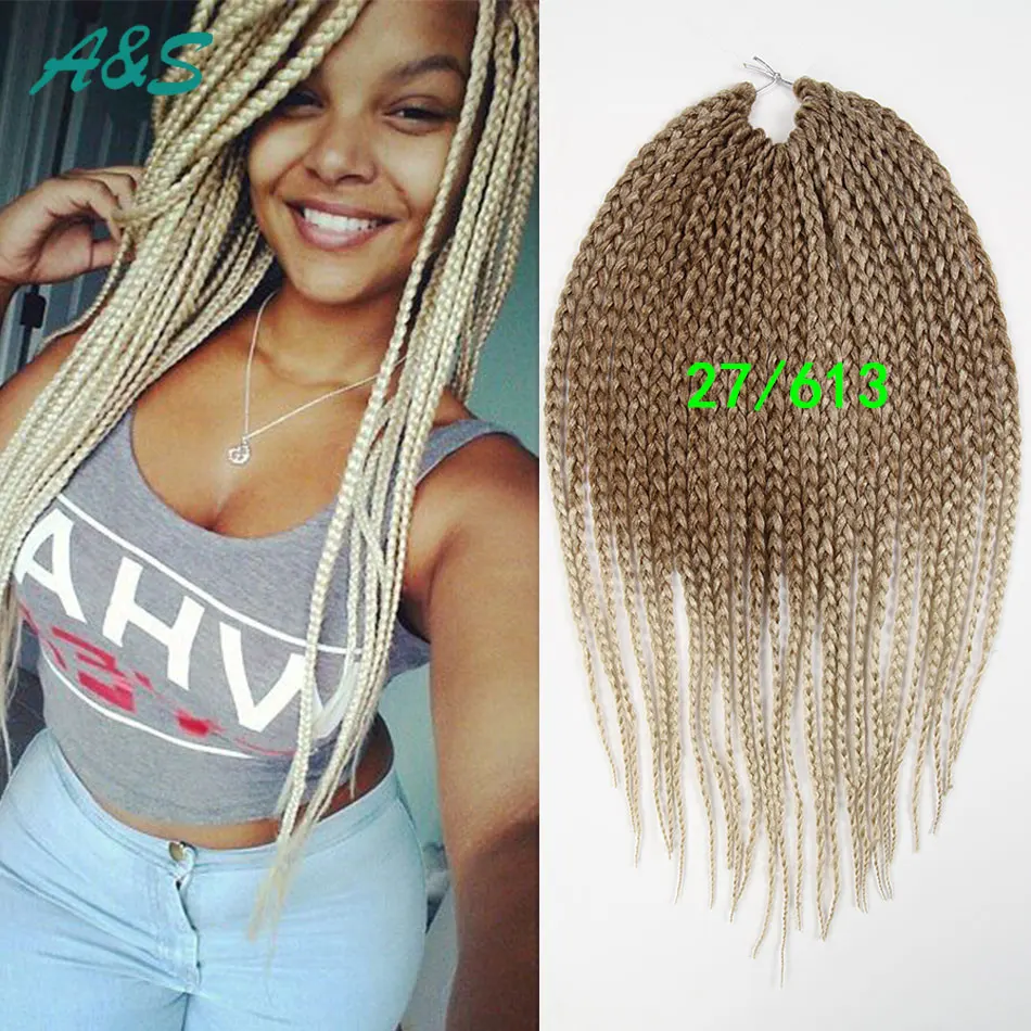 Top Crochet Hair ExtensionsThin Box Braids Hair 27/613 Two Tone