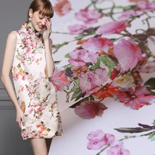 Шелк с цифровой печатью сатин, органза 138 см четкий полупрозрачный модное платье китайская шелковая ткань шелковая ткань