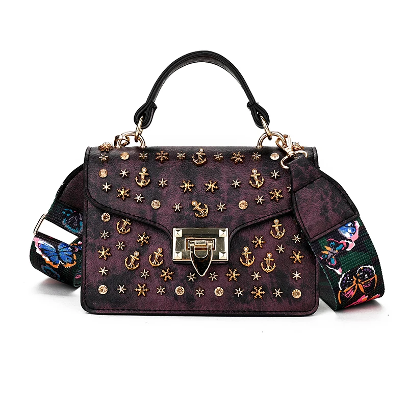

High Quality Ladies Handbags Crossbody Bags for Women Designer Bags Famous Brand Women Bags 2019 Shoulder Rivet Sequined Flap
