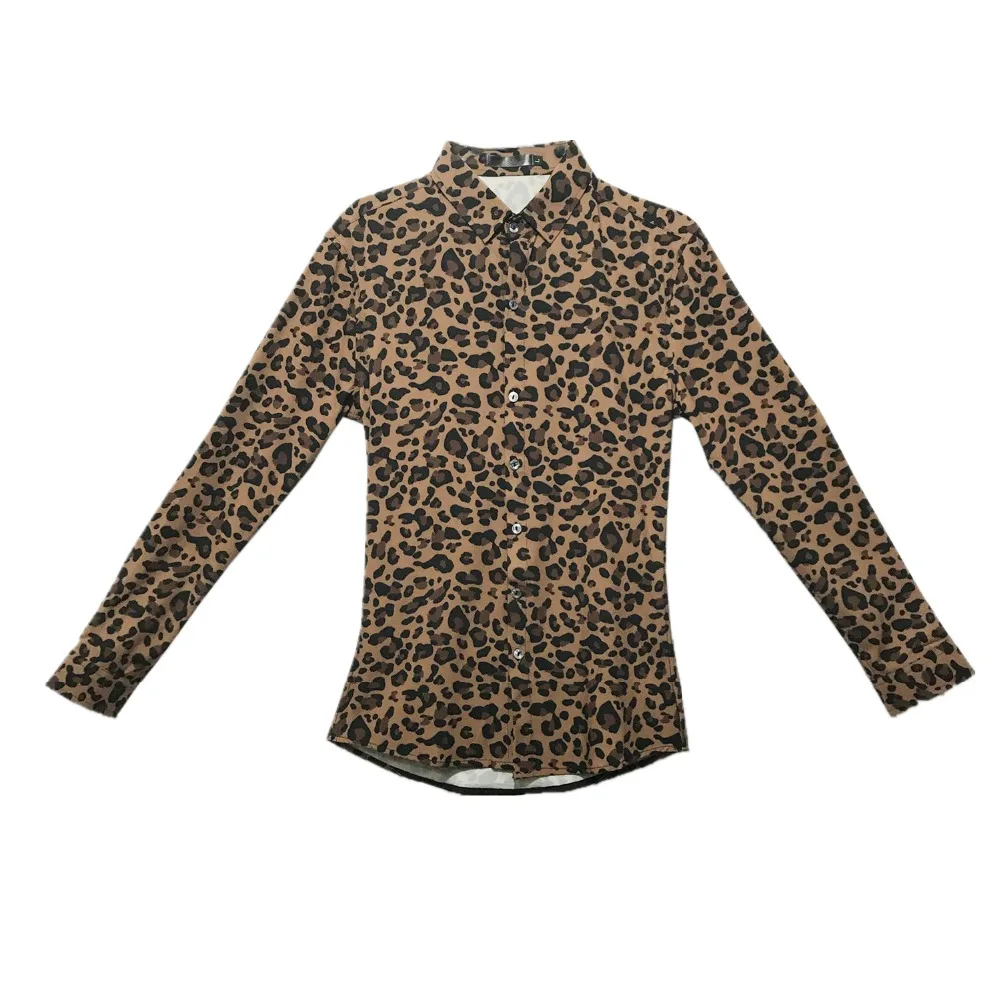 green Brown Chemises Chemise Mens Léopard Homme À Masculina 2019 Print Hiver Print Fit Manches Camisa Slim Hommes Sociale Imprimé Longues Épais Leopard 6Rd6Tnpr