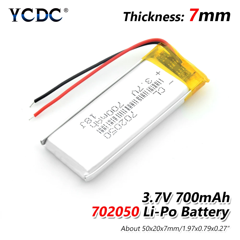 

1/2/4 3.7V Li-ion Polymer Lithium Battery 3.7v 702050 700mah Li-polymer Batteries For MP3 MP4 MP5 GPS Power Bank Camera Speaker
