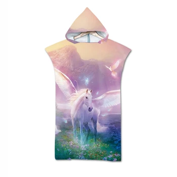

Free shipping Novelty Cool Animal Wolf Lion Owl Elephant Horse Unicorn Adult Children Large Hooded Pool Bath Beach Towel Poncho
