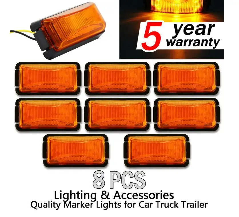 8x 9 33V LED AMBER MARKER LAMP/CLEARANCE LIGHT Boat/Trailer/Truck