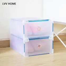 LVV дома складной ящик тип коробка для хранения обуви/Металл подшивать полупрозрачные утолщенной обувной коробки inishing коробки