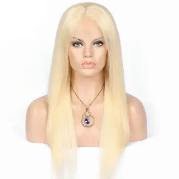 

LUFFYHAIR Blonde Silky Straight Lace Front Wigs with Baby Hair Glueless 613# Braziian Remy Hair Lace Wigs Pre Plucked