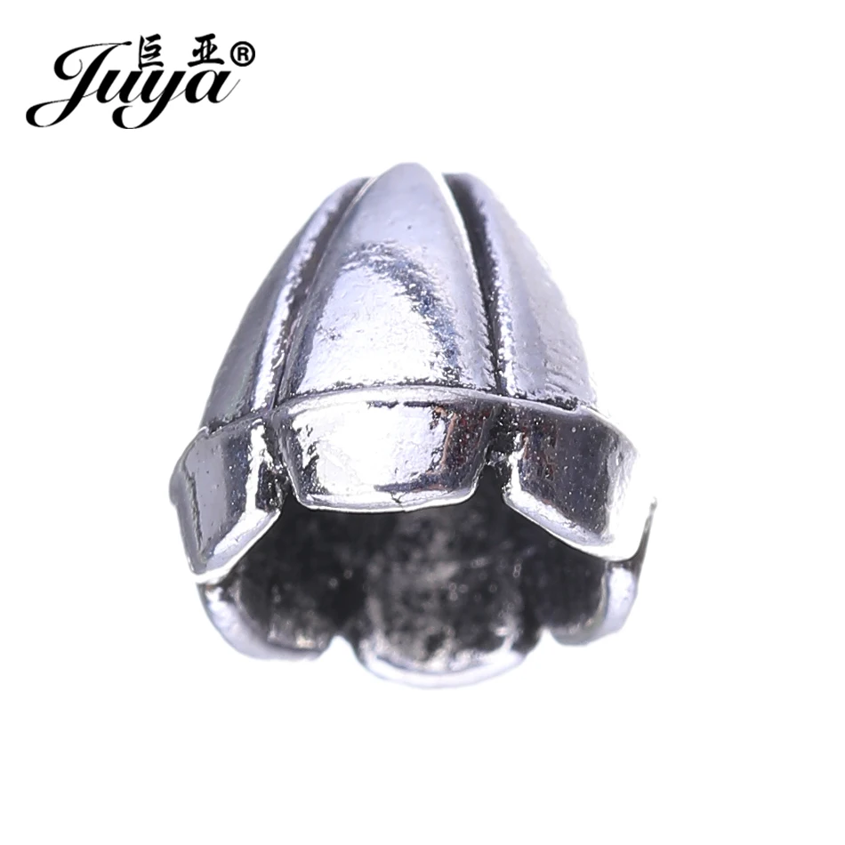 

JUYA DIY Earrings Necklace Making Findings Alloy 7.2x8mm 30pcs/lot Boho Chic Ethnic Style Cone Stripe Tassel Beads Caps AC0053