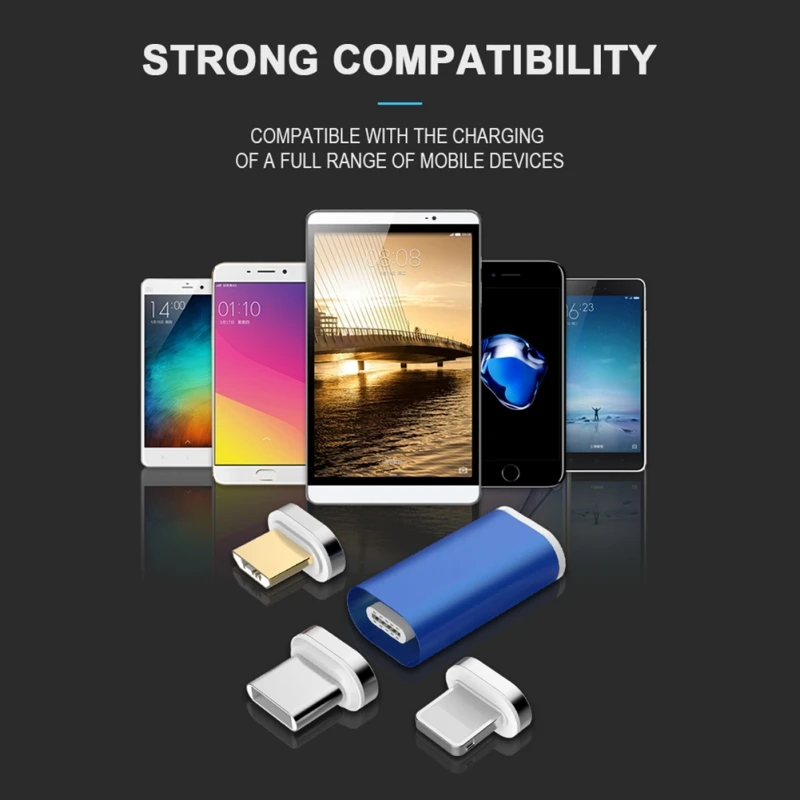 Магнитный адаптер для быстрой зарядки для iPhone, Lightning, Android, type-C, разъем Micro USB 2,0, устройство с разъемом Micro USB C, кабель