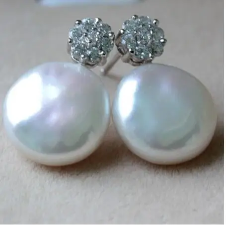 

Women Gift word 925 Sterling silver real Shipping natural freshwater pearls Baroque coin shaped earrings earrings S925 high
