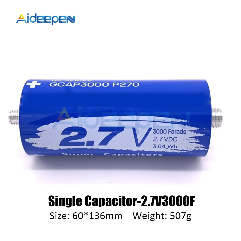 

Super Farad Capacitor 2.7V 3000F 136*60mm Long Foot 2.7V3000F Single Super Capacitor for Car Auto Power Supply