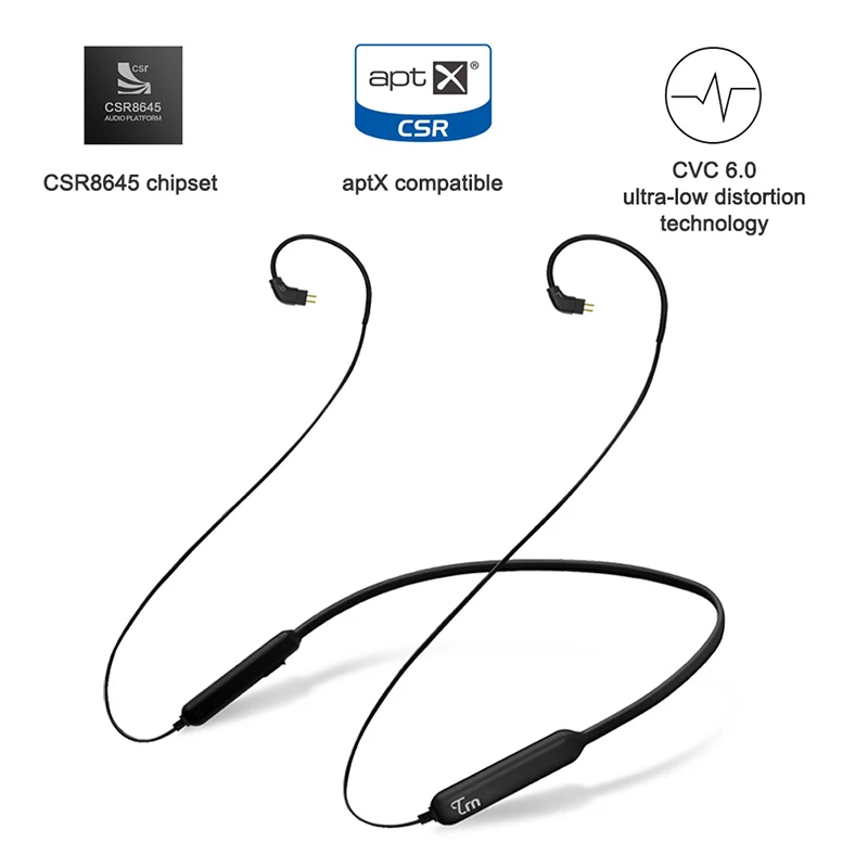 

TRN Wireless Bluetooth Cable HIFI Earphone MMCX/2Pin/IE80 Connector Support IPX4 Use TRN V10/V20/V60 TFZ NICEHCK HK6 APT-X APTX