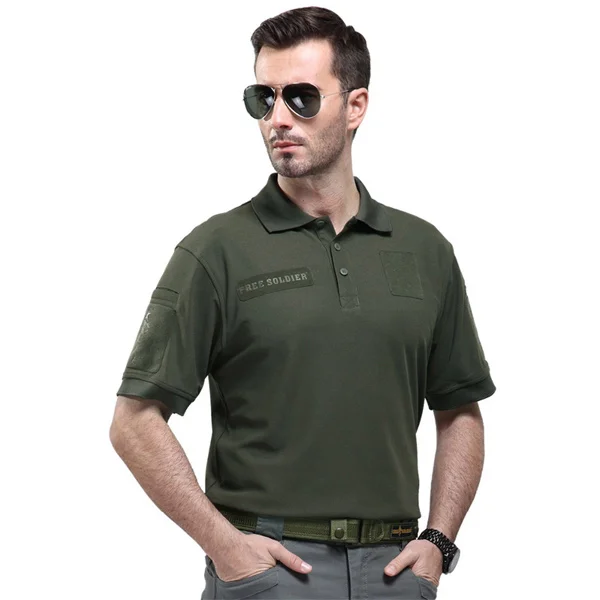 FREE SOLDIER coolmax Альпинистская футболка для путешествия и бивака, рубашка POLO, быстросохнущая одежда с отложным воротником UPF50 - Цвет: T shirt army green