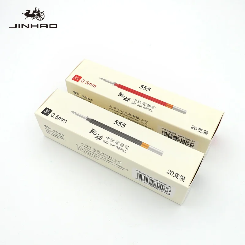 Jinhao 992 598 555 гель Заправка для ручек 20/уп цвет: черный, синий красные чернила гелевая ручка ролика чернил 0,5 мм 0,7 мм вместимость tinta para модное Новогоднее пуховое