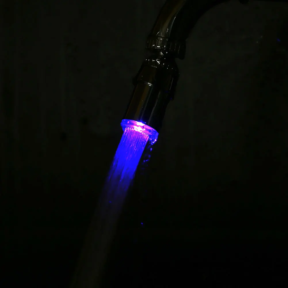 

LED Shower Head Water Faucet Stream Light Blue Color Glow Temperature Sensor Tap TE Kitchen Accessories