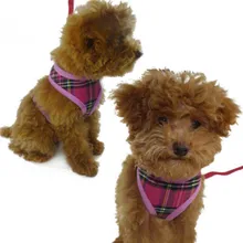 Soft Mesh Tartan Checkered Dog Pet Adjustable Harness Lead Leash With Clip 2016