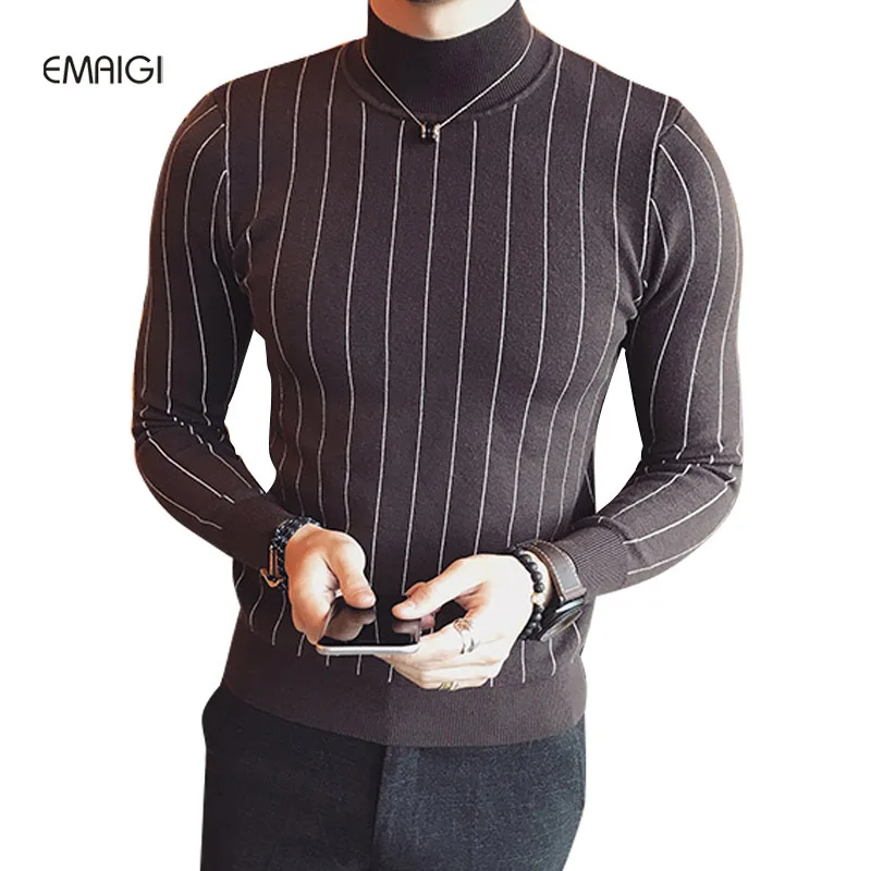 font b Male b font Half High Neck font b Sweater b font Men Business