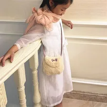 Милый искусственный мех детский кошелек кролик бантом Мини сумка сумочка дети Crossbody для сумки через плечо для девочек S5068