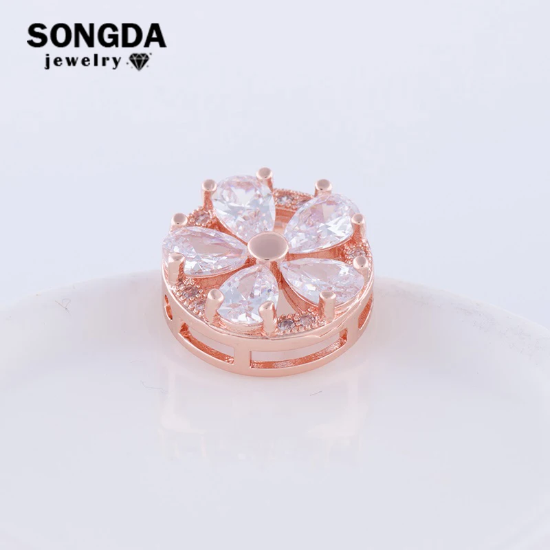 

SONGDA Exquisite Tiny Flower Connectors for Jewelry Making Inlay Shining Cut Cubic Zirconia Petals Charms DIY Bracelet Necklace