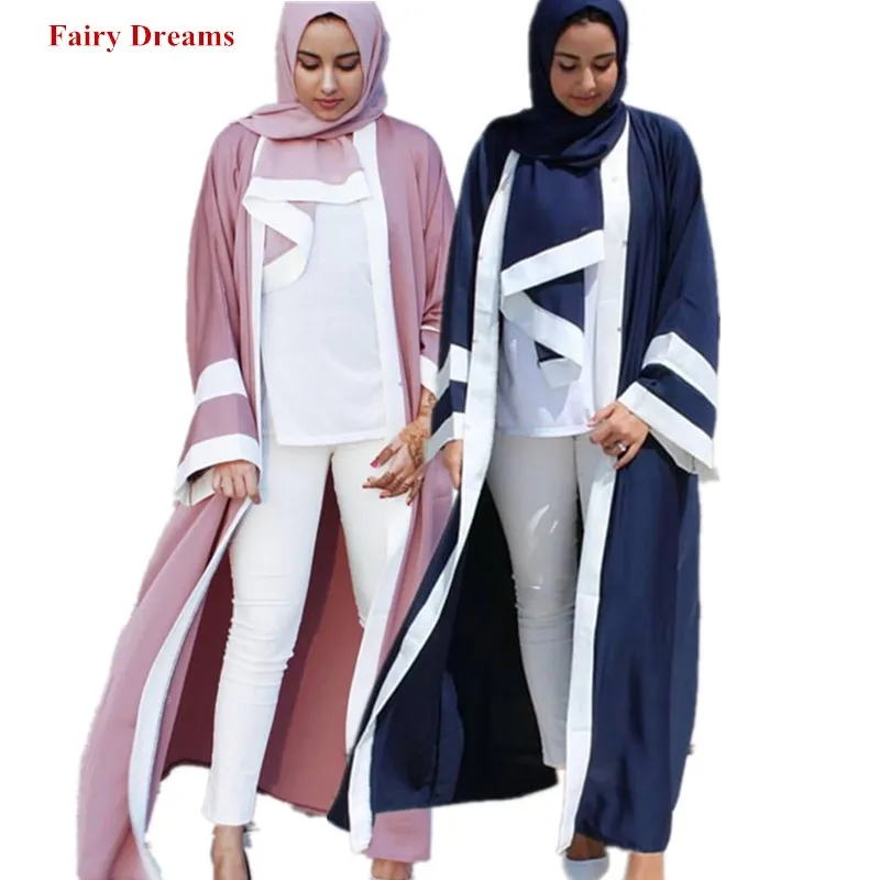 

Muslim Abayas For Women Bolero Dubai Caftan Long Robe Tunic Kimono Jubah Arab Kaftan Fashion Blue Pink Islamic Clothing 2019