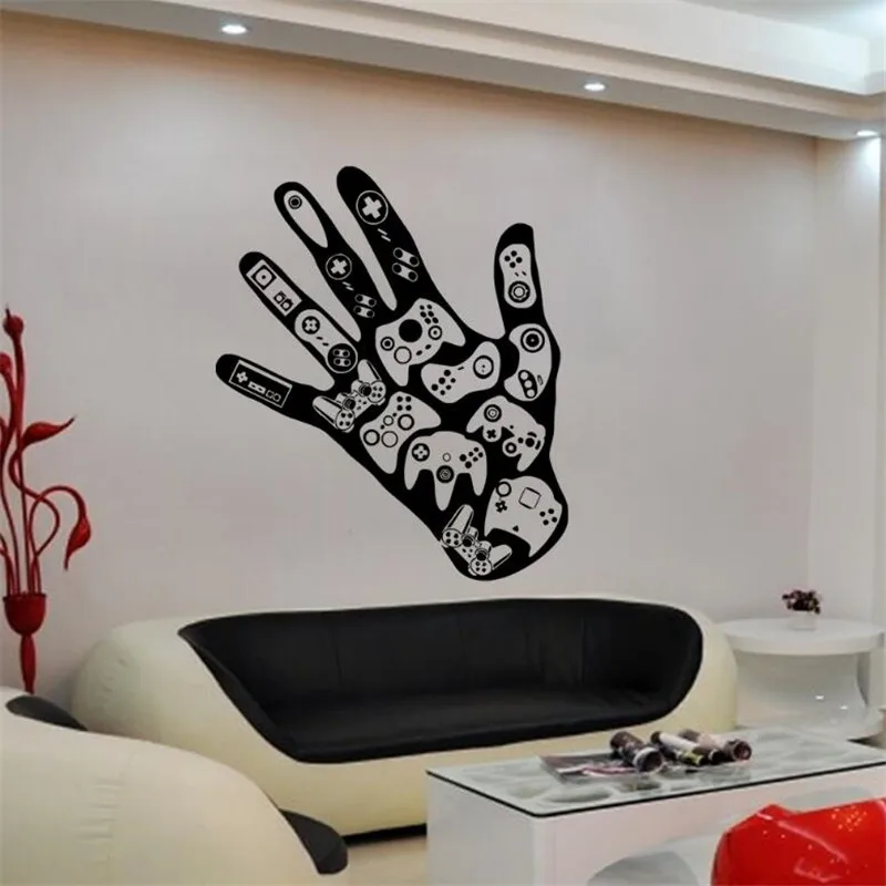 IDFIAF Creative Gamer Hand Vinyl Wall Decal Video Game Play Room Boys