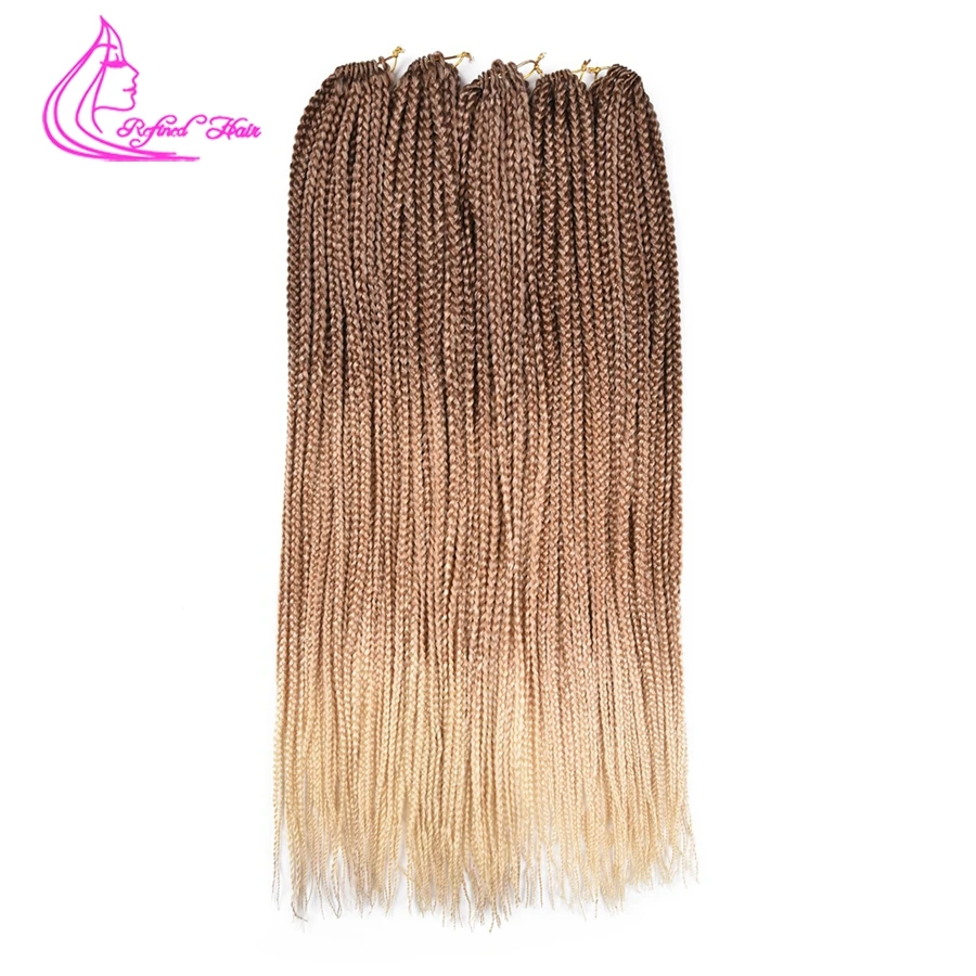 

Refined Ombre Brown Crochet Braids Box Braids 24Inch Long Low Temperature Braiding Hair Extensions African American Braid Hair