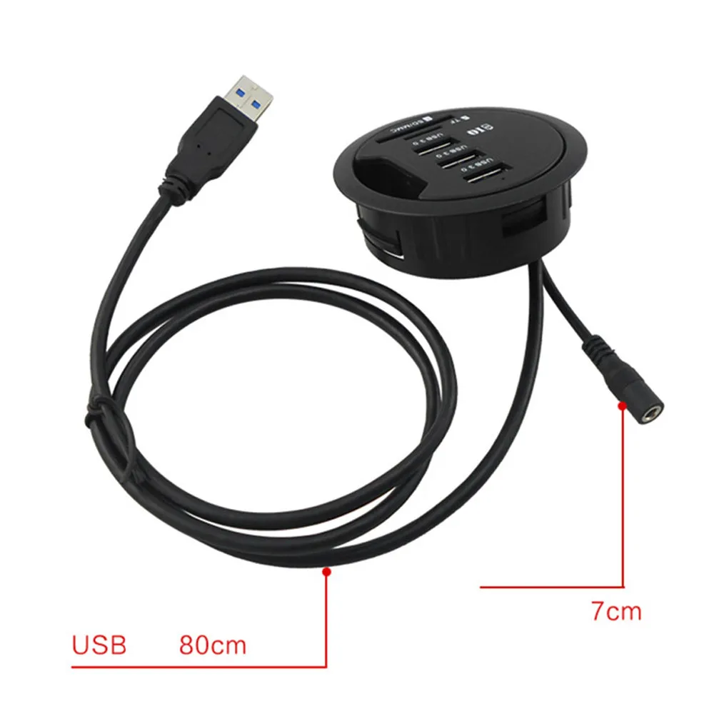 CARPRIE usb-хаб 3 порта крепление в столе 3-портовый USB 3,0 концентратор адаптер с SD кард-ридером для ПК планшета смартфонов черный#4 2