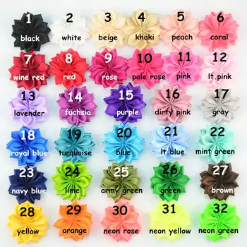 300pcs/lot 32 Color U Pick 4.5cm Petite Pointed Petal Satin Ribbon Flowers Unfinished DIY Craft Girls Hair Accessories TH218