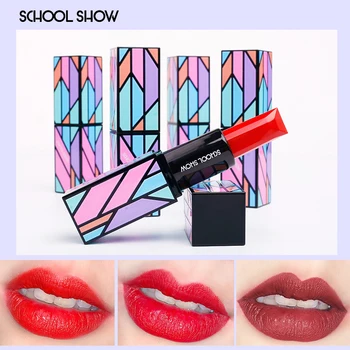 

SCHOOL SHOW velvet matte lipstick Appearance of geometric pattern sexy red vampire lipgloss waterproof long lasting MA030