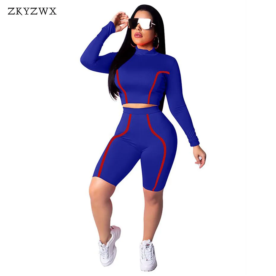 

ZKYZWX Streetwear Sexy Bodycon Short Rompers Womens Jumpsuit Long Sleeve O-Neck Women Overalls Spring Casual Stripped Playsuits