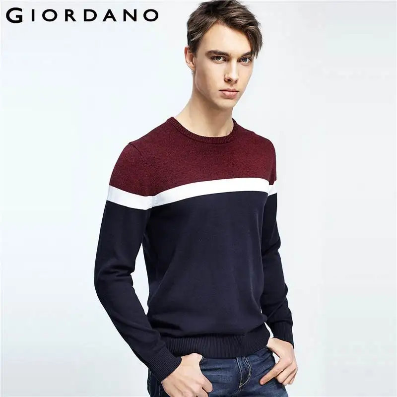 Giordano Men Sweater Combed Cotton Knitted Wear Crewneck Long Sleeves ...