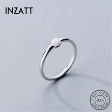 INZATT, Настоящее серебро 925 пробы, минималистичное геометрическое круглое кольцо для женщин, вечерние, Опаловый камень, модные ювелирные изделия, аксессуары