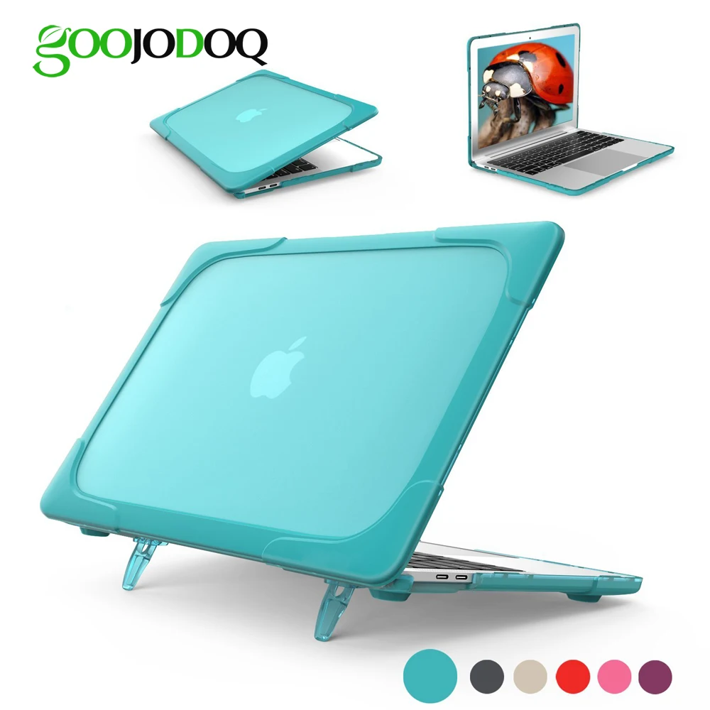 

GOOJODOQ Laptop Case for MacBook Air 11 12 13 Pro 13 15 Retina 13.3 15.4 Replace Cover Shockproof TPU + PC Bumper with Stand
