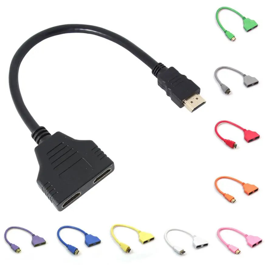 HDMI 1 to 2 Split Double Signal Adapter Convert Cable for Video TV HDTV