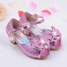 qloblo Summer Children Princess Sandals Kids Girls Wedding Shoes High Heels Dress Shoes Party Shoes For Girls Leather Bowtie girls roman sandals for kids princess shoes summer fashion high heels soft leather children open toe sandal dress wedding party