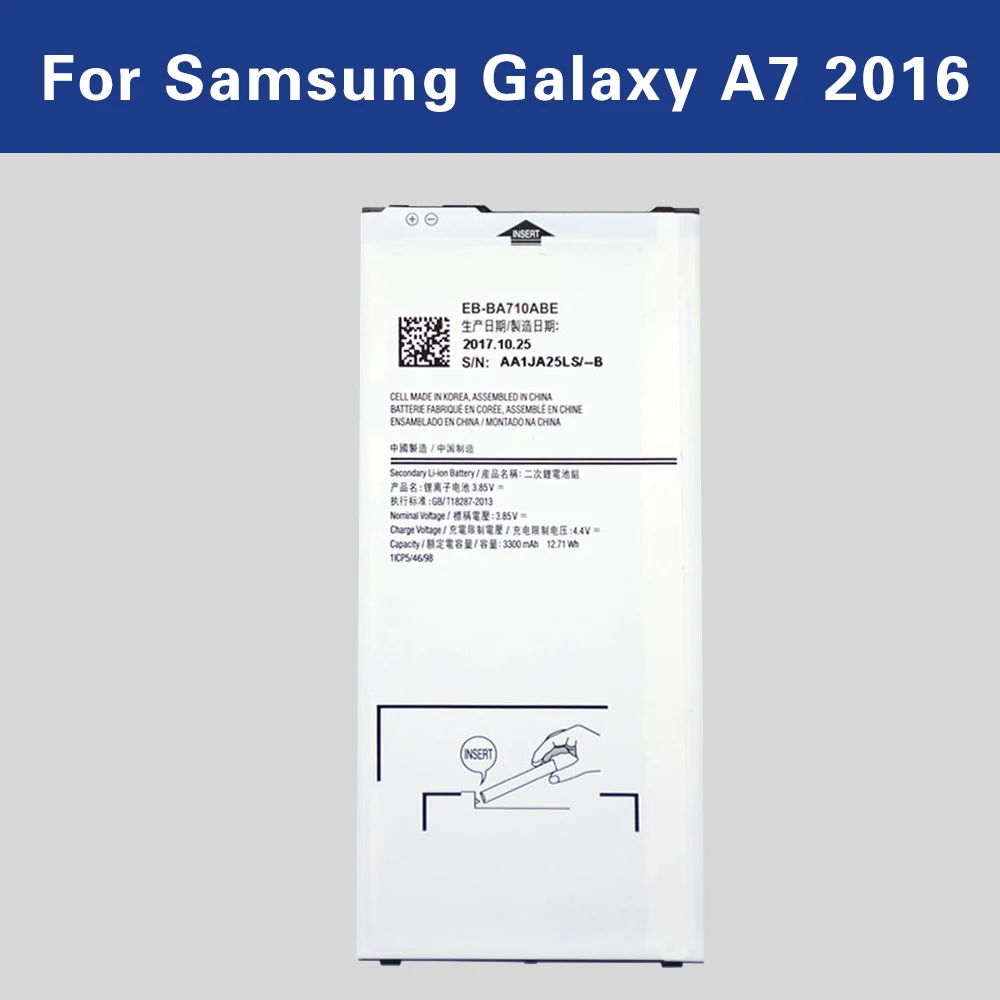 Батарея EB BA710ABE для Samsung Galaxy A7 2016 A7100 A7109 A710F akku емкостью 3300 мА · ч|Аккумуляторы