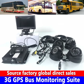 

SD card monitoring host 4-channel video recorder wide voltage DC8V-36V 3G GPS bus monitoring kit trailer / semi-trailer / muck