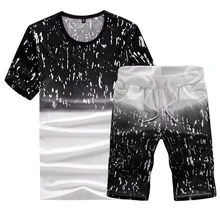 Men's Set 2019 New Summer Male Tracksuit Short-Sleeved T Shirt Shorts Sets Casual Male Tracksuit Camouflage Sportswear Suit