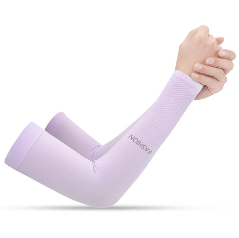 YINGTOUMAN ледяная ткань дышащая УФ-защита рукава для бега фитнес Баскетбол налокотник Спорт Велоспорт Открытый рука теплые - Цвет: Фиолетовый