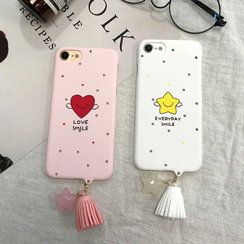 For Iphone 7 7plus Phone Case Cute Star Heart Wing Patterned Back Cover For Iphone 6 6s 7 8 Plus Kawaii Painted Cases Covers Phone Case Covers Aliexpress