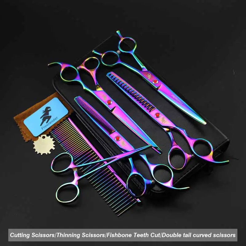 7,0 дюймов pet Парикмахерские ножницы набор из четырех предметов костюм - Цвет: Set-3