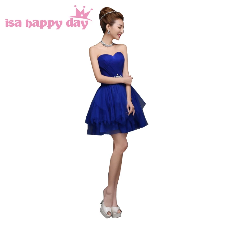 

short beaded royal blue vintage formal sweetheart modest tulle dresses ball gown girl evening dress for special party W2264