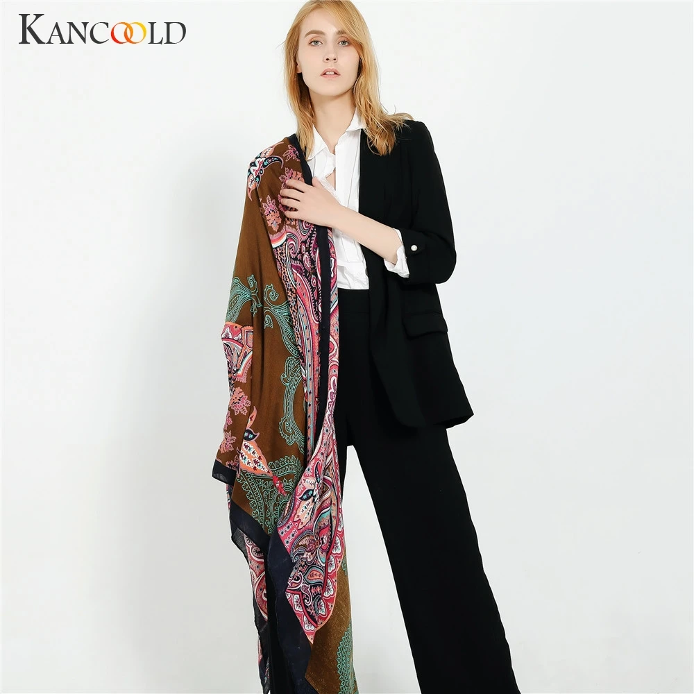 

KANCOOLD Scarf Women New Fashion For Lightweight Flower Pattern Scarf Cotton Tassel Long Neck scarf women 2018Nov8