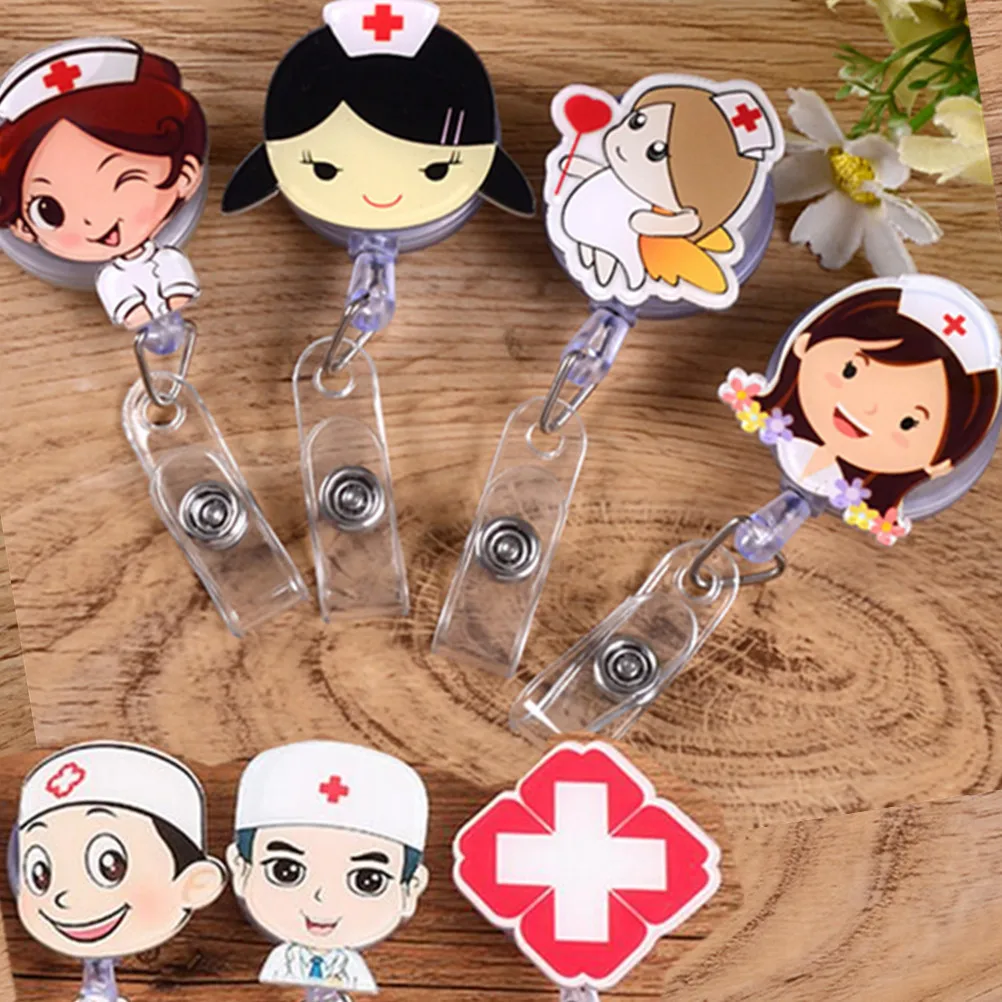 1Pc ID Logo Lanyard / IC Card Badge Reel Holder Name Escolar Papelaria Gift Cartoon Hospital Nurse Badge Easy To Pull Buckle