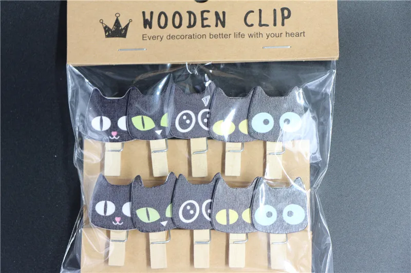 10 Pcs/Pack Kawaii Wooden Clips Macarons Rabbit Cat Owl Paper Clip Notes Notebook Tool DIY Bookmark Cute Stationery Wholesale