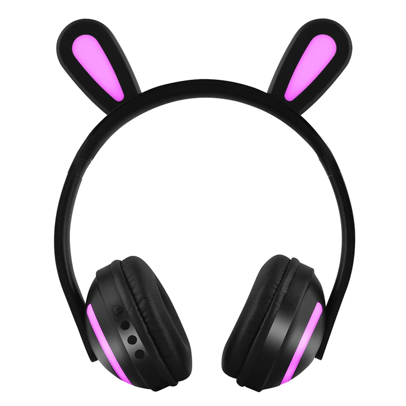 Красивые кошачьи уши семь цветов Bluetooth наушники персональные модные подарочные наушники люминесцентные наушники для мобильного телефона - Цвет: blac Rabbit ears